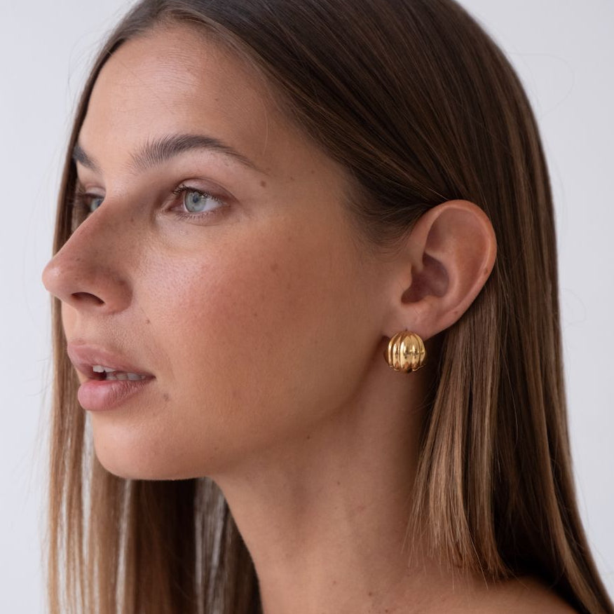 Minimalist gold-plated earrings in Bali