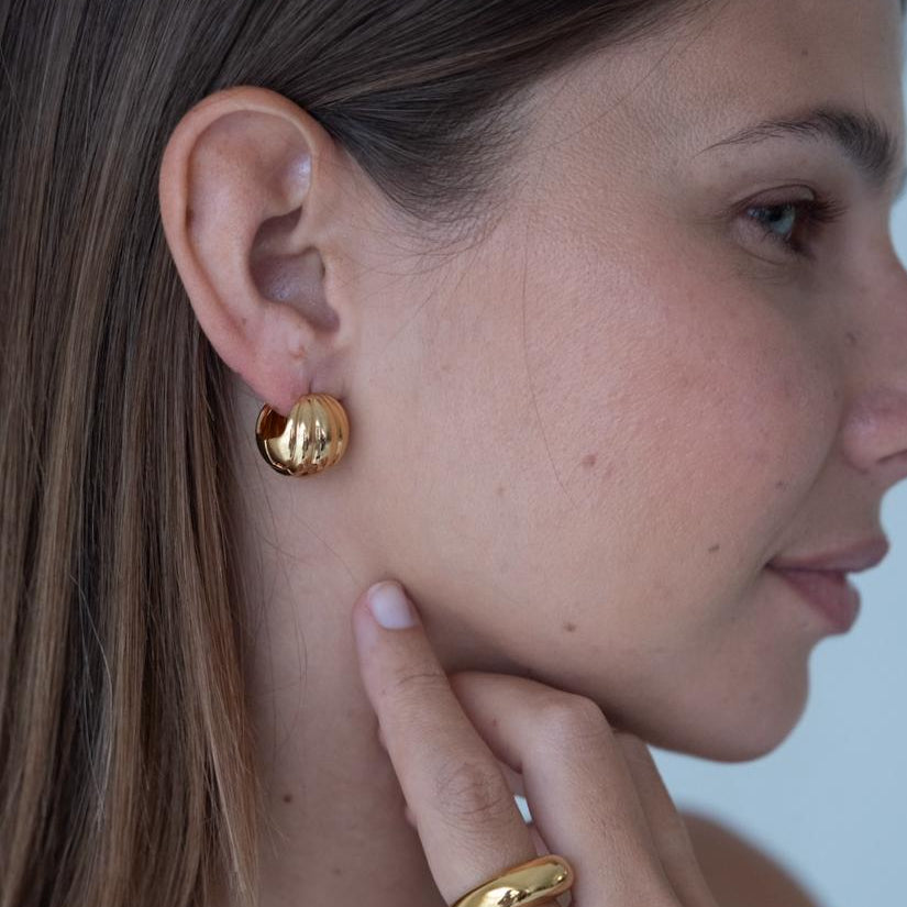Minimalist gold-plated earrings in Bali